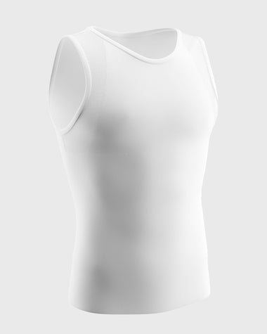 Stretch Cotton Moderate Compression Shaper Tank with Mesh Cutouts#color_000-white