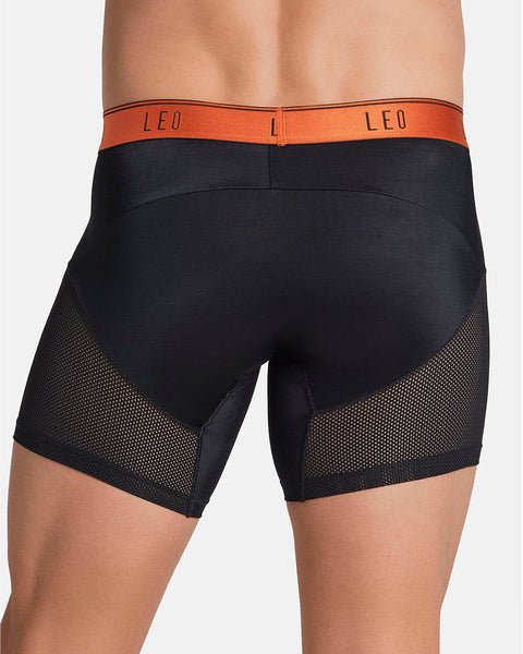 High-Tech Mesh Boxer Brief with Ergonomic Pouch#color_712-black-with-orange-elastic