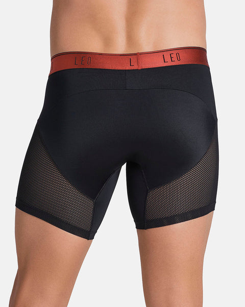 High-Tech Mesh Boxer Brief with Ergonomic Pouch#color_b15-black-with-red-elastic