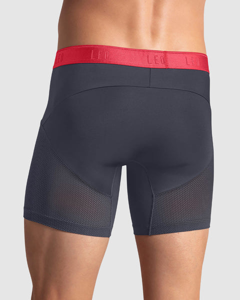 High-Tech Mesh Boxer Brief with Ergonomic Pouch#color_738-gray-with-red-elastic