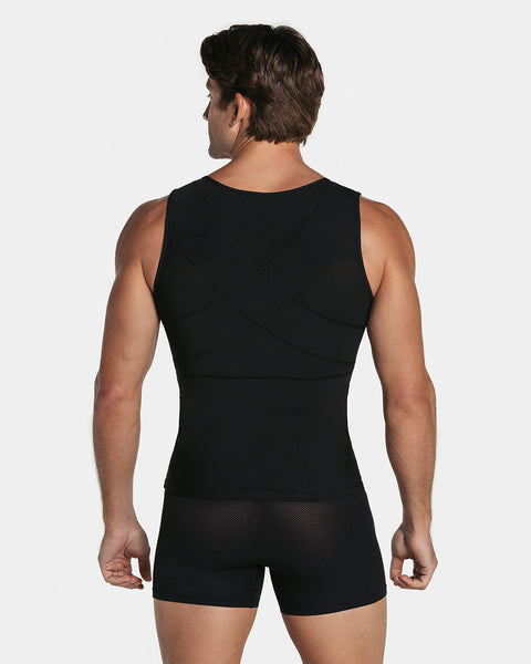 Men's firm compression post-surgical shaper vest#color_700-black