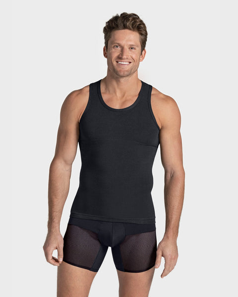 Stretch cotton moderate compression tank#color_700-black