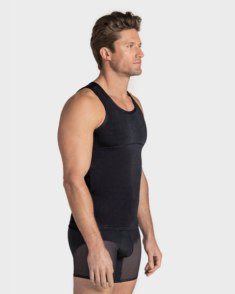 Stretch cotton moderate compression tank#color_700-black