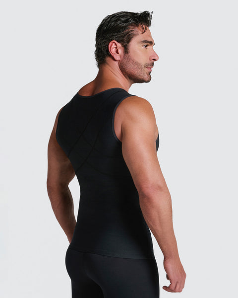 Compression vest with double layer of fabric on abdomen and back#color_700-black