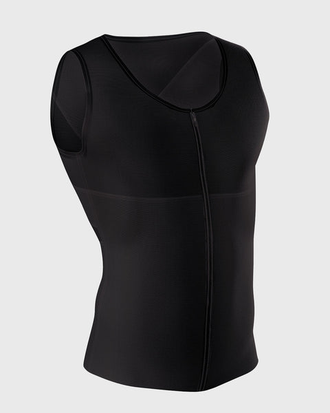 Men's firm compression post-surgical shaper vest#color_700-black